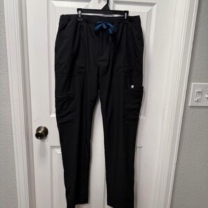 FIGS Cairo Lined Cargo Scrub Pants Men’s Medium Black Straight Leg. Zip Fly